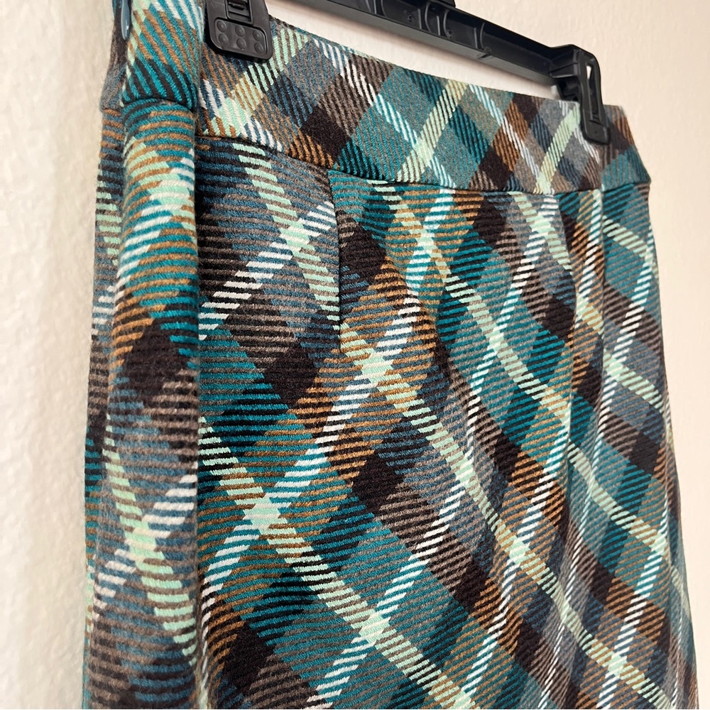Talbots Plaid A-Line Skirt Wool Blend Petite Teal Brown‎ Lined - Picture 6 of 12